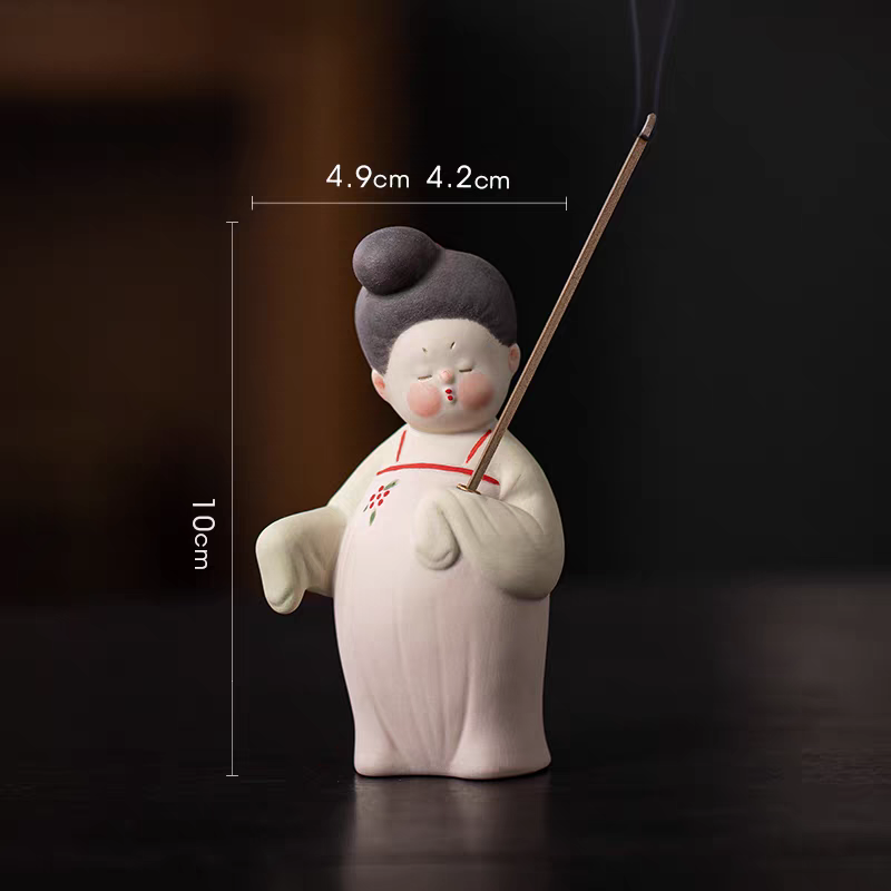 古风唐女俑陶瓷线香炉禅意线香插香座中式茶桌香道香薰炉香器摆件